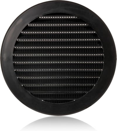 Ronde Ventilatie Rooster 125mm Zwart met Insectengaas voor Buiten en Binnen