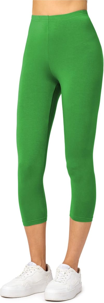Merry Style MS-MS10-144-LE Dames Capri Leggings - Sport - Vrijetijdsbroek - 3/4 Lengte - Viscose - Sporbroek - Yogabroek - Groen - M