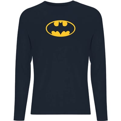 Justice League Batman Logo Men's Long Sleeve T-Shirt - Navy - M