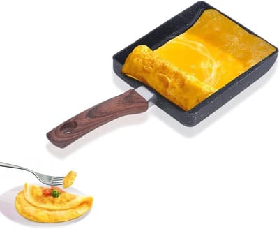 Omelet Pan - Japanse Koekenpan - Ontbijt Maken - Antiaanbaklaag - 7x5 cm - Zwart