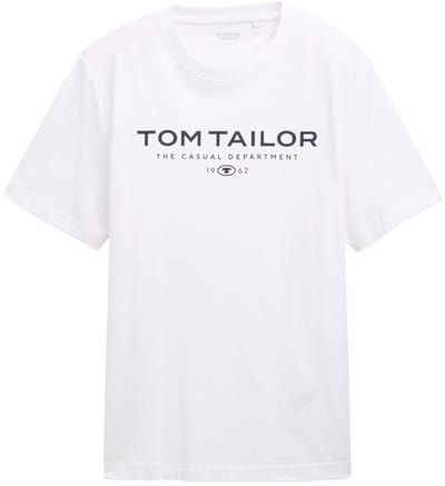 Tom Tailor - Katoenen T-shirt met logo-print - Maat XXXL - White