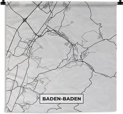 Wandkleed - Wanddoek - Duitsland - Baden-Baden - Kaart - Stadskaart - Plattegrond - 180x180 cm - Wandtapijt