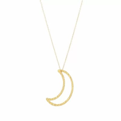 Bijoutheek Collier Open Maan Gehamerd Goud