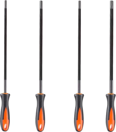 Metaalslijpers Set - Rond Vijl - Metaal Bewerken - Ergonomisch Handvat - 4 Maten - Zwart Oranje