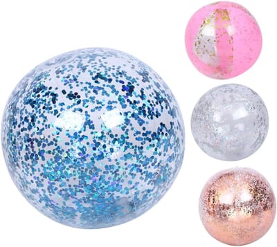 Opblaasbare Strandballen - Glitter Ballen - Zomerfeestjes - Glinsterende Confetti - 40cm Doorsnede - Meerdere Kleuren
