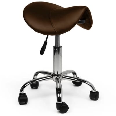 Ergonomische Zadelkruk Bruin Op Wielen Laag (40-57cm) / zonder Voetsteun / Standaard wielen