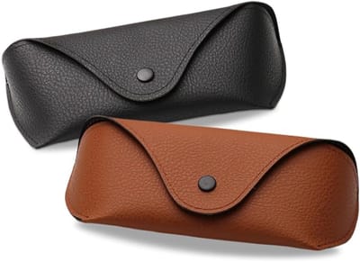 2 stuks - Brillenkoker - Leren brillenkoker - Zonnebrilhouder - Zonnebrillen accessoires - Brillendoos - Brillen hoesje - Bril Hoesje - opbergset voor zonnebrillen - draagbaar - opbergdoos - reisset - unisex - 16.5*7*3.5cm - zwart, bruin
