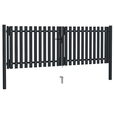 vidaXL - Dubbele - poort - met - deur - staal - 300x125 - cm - antraciet
