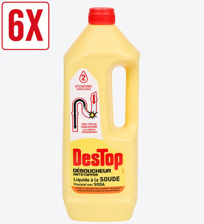 6 x Ontstopper - Destop - Met Soda - 1L - Alle soorten leidingwerken - Werkt in 2 uur