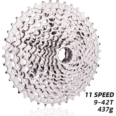 Cassette 11 Vitesses 9-42T pour VTT Mountain Bike Vélo 11v Cassette Acier Roue Libre pour XD argenté