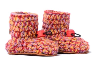 Kingdom of Wow - Stoere Baby Slofjes Meisje Roze Aina Maat 10/15 - Handgemaakt