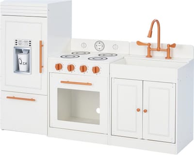 Teamson Kids Modern Houten Speelkeuken Met Accessoires - Rollenspel Speelgoed - Wit & Rose Goud
