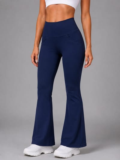 SparkNine Solofit flare broek met voor- en achterzakken - dames legging - 4 handige legging - S - blauw - hoge taille - elastisch & comfortabel