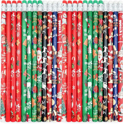 Kerstpotloden Set van 72 Stuks met Gum voor Basisschoolleerlingen - Schattige Cartoons en Papieren Awards