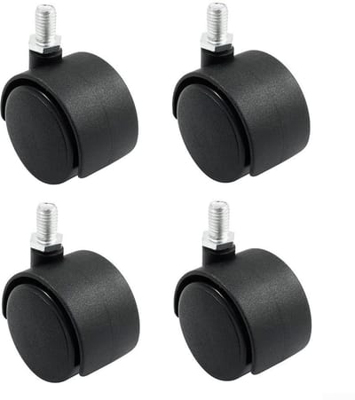 Draaibare Nylon Zwenkwielen - Meubelwielen Set - Meubelmontage - Stille Werking - 1 5 Inch - Zwart