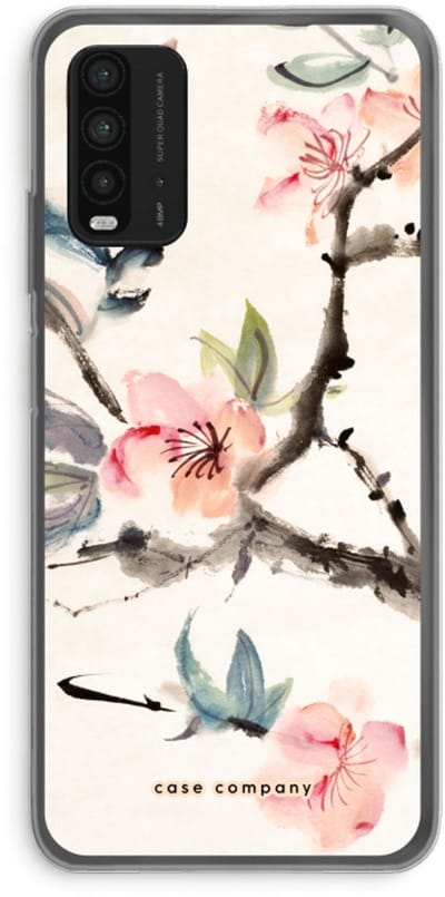 Case Company® - Hoesje geschikt voor Xiaomi Redmi 9T hoesje - Japanse bloemen - Soft Cover Telefoonhoesje - Bescherming aan alle Kanten en Schermrand
