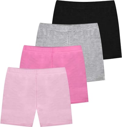 Set van 4 Meisjes Shorts, Ademend en Huidvriendelijk, Katoenen Leggings en Onderrok voor Kinderen van 2-7 Jaar (130 cm)