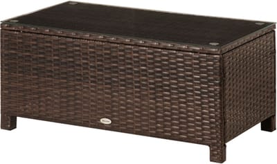 Tuintafel - Tuintafeltje - Balkontafel - Bijzettafel - Koffietafel - Poly Rattan - Bruin - 85 cm x 50 cm x 39 cm
