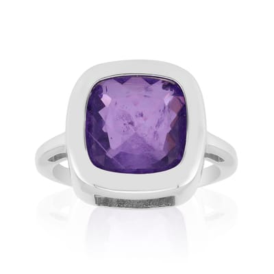 Cavill - Zilveren ring met 2,8 ct Pastelpaarse Kwarts - 925 Sterling Zilver - Antiek Kussen Slijpsel - Brede Band - Elegante Damesring Monosono