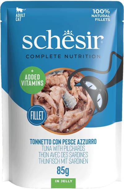 Schesir Kattenvoer Tonijn en Sardines in Gelei - 12 x 85 gr - Voordeelverpakking