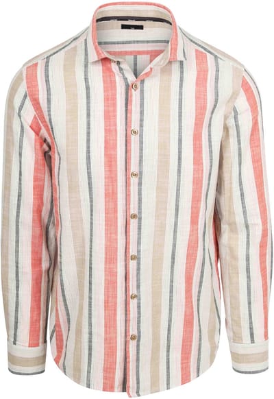 State Of Art Overhemd Streep Rood - Maat M - Heren - Overhemden Casual