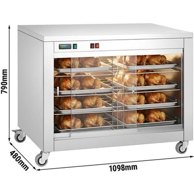 GGM Gastro Warmhalteschrank für Speisen - 2 kW - mit Glasschiebetür, geschlossener Rückwand & 4 Ablagen Zilver
