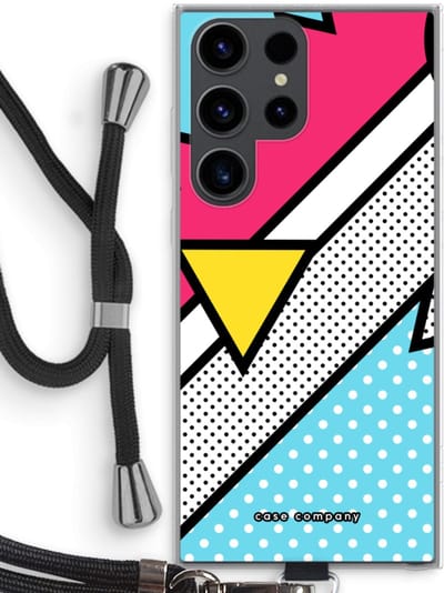 Hoesje met koord geschikt voor Samsung Galaxy S23 Ultra hoesje met Koord - Pop Art #3 - Telefoonhoesje met Zwart Koord - Bescherming aan alle Kanten en Over de Schermrand