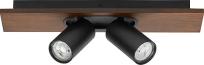 LEDVANCE DECOR SPOT MERCURY, 2 x 3,4W, 460lm, hout-look, zwart, spot, verstelbare koppen, veelzijdig gebruik, interieurspot, vervangbare ledlampen, warm witte lichtkleur, GU10