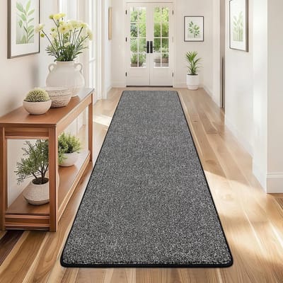 Langwerpige Zwarte Loper voor Hal en Keuken 60 x 240 cm | Wasbare en Antislip Vloermat voor Ingang en Wasruimte