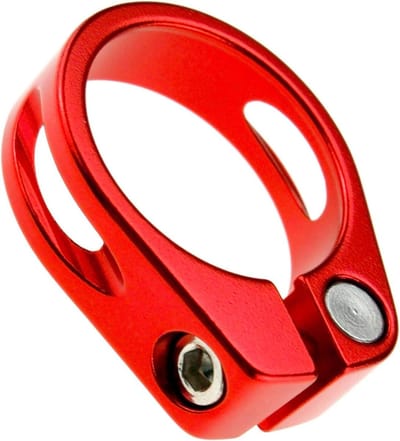 Dailygoods- Zadelpenklem 34,9 mm - CNC Gefreesd - Roestvrij Staal Bout - Geschikt voor 30,9/31,6 mm Zadelpen - Geanodiseerde Aluminiumlegering - Rood - Fietsklem