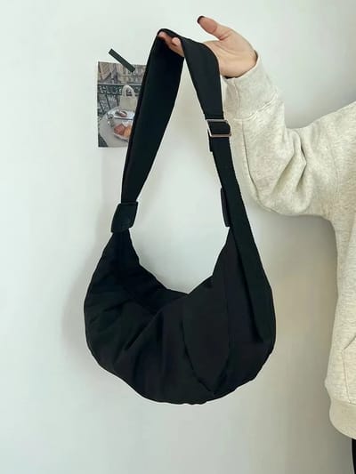 Without Lemon - Unisex Puffy Schouder/Crossbody Tas - Halve maan - Verstelbare riem - Lichtgewicht - Handig - Modieus - 43x15x22CM - Zwart