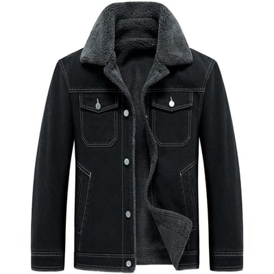 Nouvelle veste en velours pour hommes, manteau en coton épais en denim, manteau épais et chaud pour l'automne et l'hiver, vêtements pour jeunes hommes 5XL black