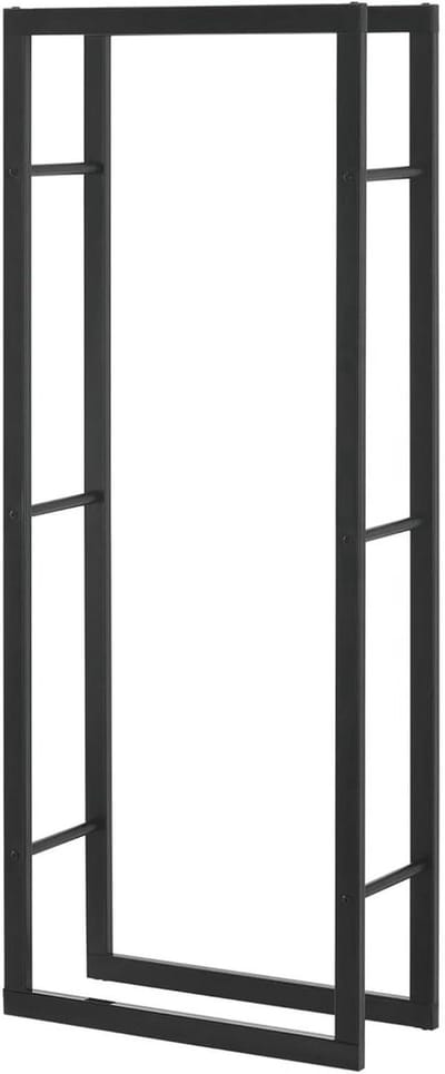 Brandhoutrek - Hout opslag - Haardhout organiseren - Robuuste metalen constructie - 40 x 25 x 150 cm - Zwart