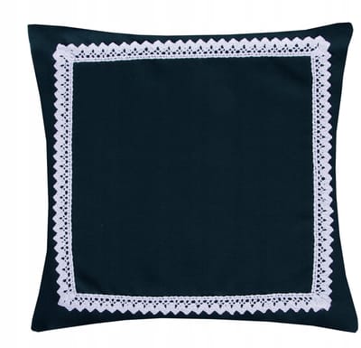 Decoratieve kussenhoes MALAGA 45x45 cm - Zwart met katoenen kant