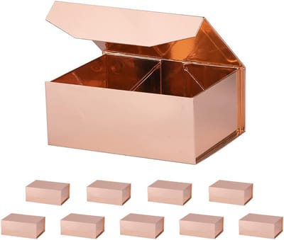 10 x Roségouden Magnetische Geschenkdoos met Deksel 20,9 x 10 x 10 cm - Herbruikbare Luxe Verpakking voor Alle Gelegenheden