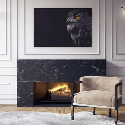Artaza Canvas Schilderij Uil - 90x60 cm - Wanddecoratie Dieren - Muurdecoratie Vogels - Schilderijen Op Canvas Zwart Wit