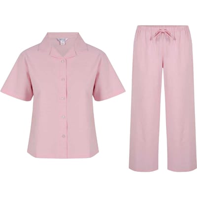 Miso Dames Notch Neck Korte Mouwen Top & Broek Set (Roze)
