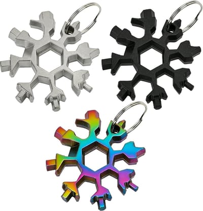 Sneeuwvlok Multitool - Multifunctioneel Gereedschap - Klusjes Buiten - 18-in-1 Functies - 3 stuks - Veelkleurig