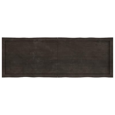vidaXL - Tafelblad - natuurlijke - rand - 140x50x(2-6)cm - eikenhout - donkerbruin
