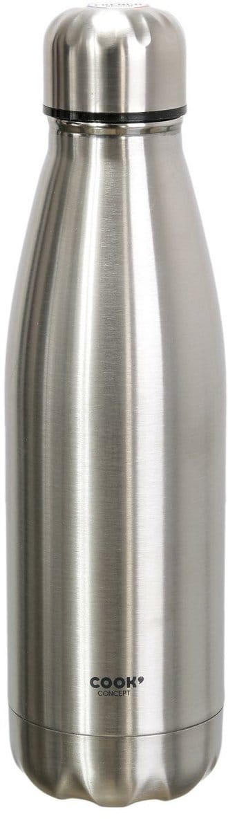 Cook Concept Travel drinkfles voor warme en koude dranken - zilver - roestvrij staal - met schroefdop - 500 ml