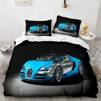 Sportwagen Dekbedovertrek Sets Volledige Maat 3 Delige Raceauto Beddengoed Sets Met Kussenslopen Voor Tieners Jongens Polyester Dekbedovertrek US Full(200*230cm)3pcs