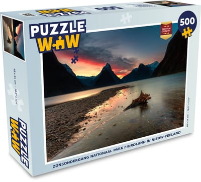 Puzzel Zonsondergang Nationaal park Fiordland in Nieuw-Zeeland - Legpuzzel - Puzzel 500 stukjes