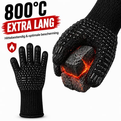 Origineel Keukenvriend © BBQ Handschoenen met BBQ spiesen - bbq accessoires - Bescherming to 800°C - kamado accessoires - Ovenhandschoenen (2 stuks) - Barbeque handschoenen - Grill handschoenen - Keukenhandschoenen- Barbecue handschoenen