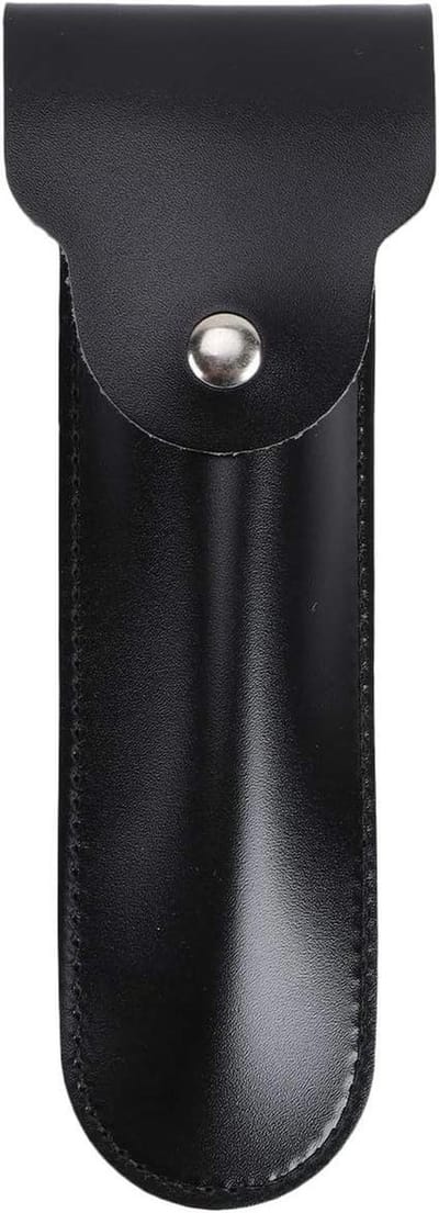 Leren Scheerhoes - Scheermes Etui - Veilige Opslag - Volledige Omsluiting - 12.5 x 6 cm - Zwart