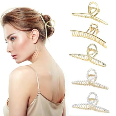 Grote Haarklemmen - 5 Stuks Metalen Haarclips voor Dik Haar, Antislip Klauwclip, Sterke Hold Haarclips voor Vrouwen en Meisjes