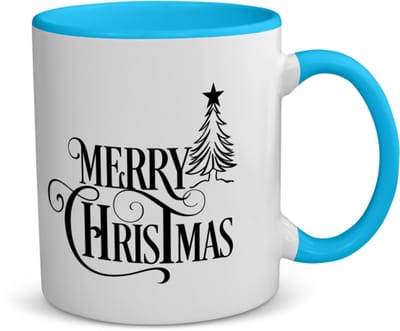 Akyol - kerst merry christmas koffiemok - theemok - blauw - Kerstmis - kerst beker - winter - kerst - christmas - kerst cadeau - 350 ML inhoud