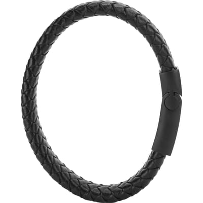 Bracelet en Cuir Tressé Bracelet de Poignet Style Vintage Simple Boucle Magnétique Décoration de Main black