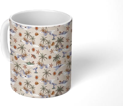 Mok - Koffiemok - Nostalgisch - Kust - Zee - Eiland - Walrus - Multi - Mokken - 350 ML - Beker - Koffiemokken - Theemok