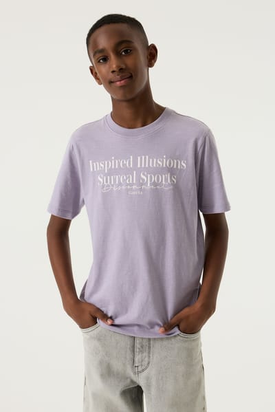 GARCIA Jongens Tekst Print T-shirt Paars Korte mouw