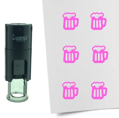 CombiCraft Stempel Bier 10mm rond - roze inkt